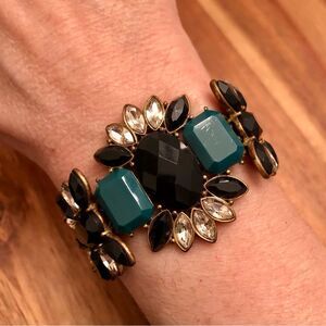 J.Crew | Black and Teal Statement Bracelet | 7” Adjustable